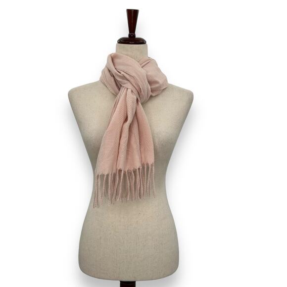 NEW Style & Co Light Pink Fringe Scarf Oblong Rectangle Solid Knit Warm & Cozy - Picture 8 of 14
